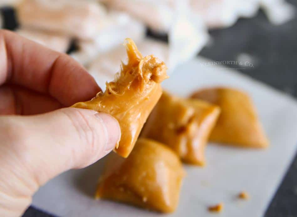  A deliciously stretchy peanut-butter taffy waiting to be savored