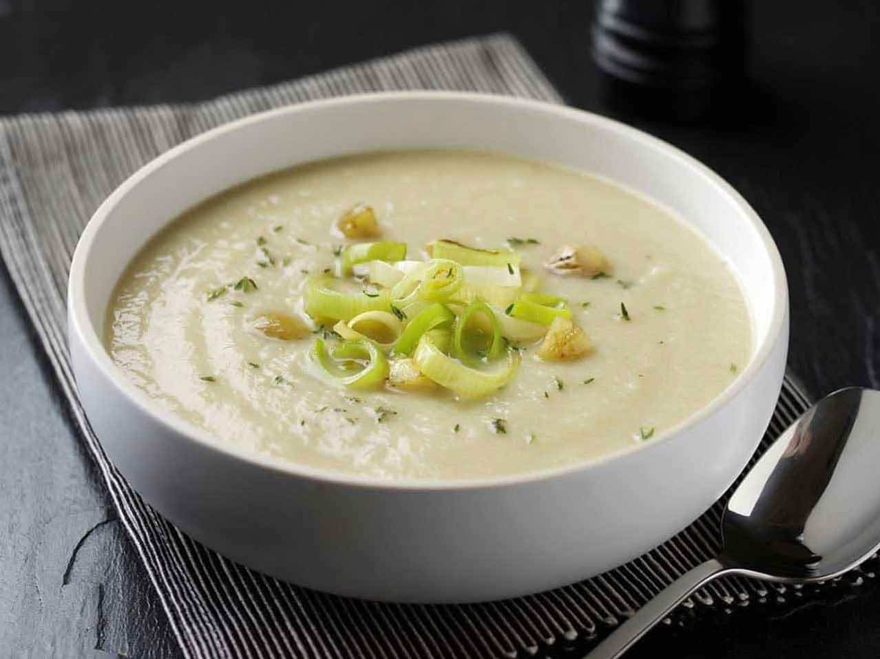  A perfect blend of earthy flavors from leeks and chestnuts in this soup.