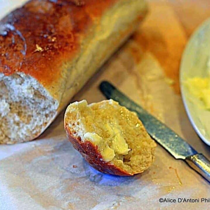  A warm slice of Italian Peasant Bread is perfect for a cozy evening in.