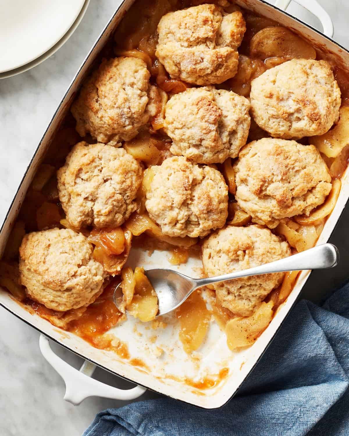  Baked to golden perfection, this apple cobbler is a treat for your taste buds.