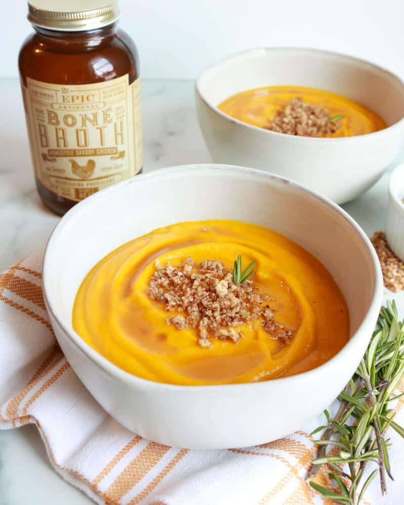 Butternut Squash Soup W/ Honey Pecan Butter Recipe