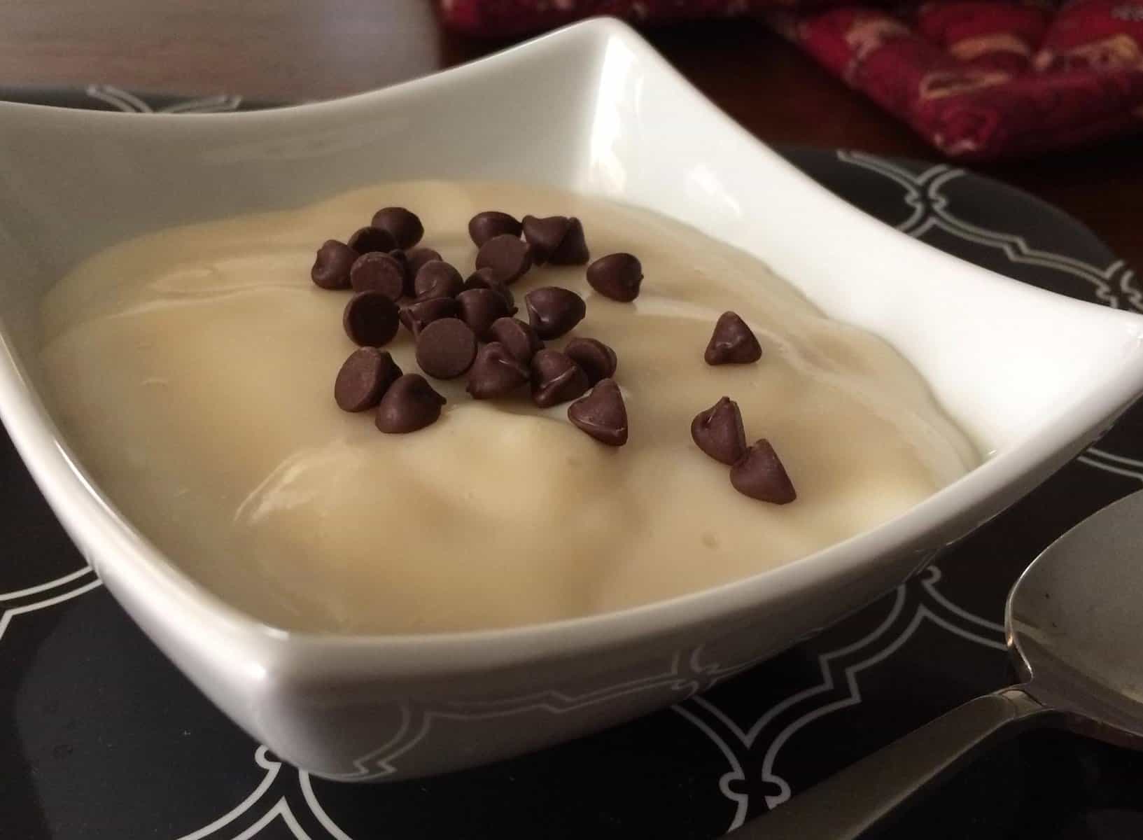  Dive into a creamy and delicious bowl of vanilla pudding.