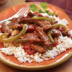 Mexican Pepper Steak With Brown Rice