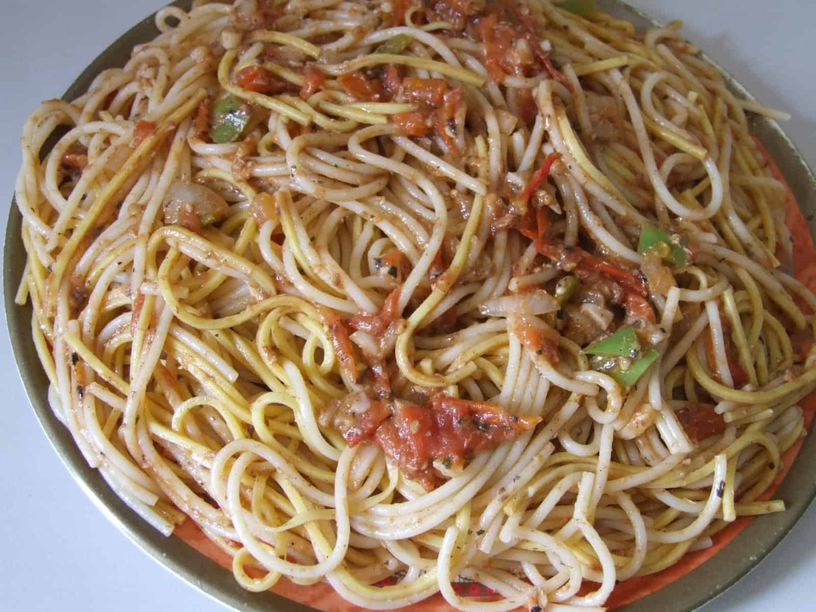 Pasta & Chinese Udong Noodles in Tomato Sauce & Sardines Recipe