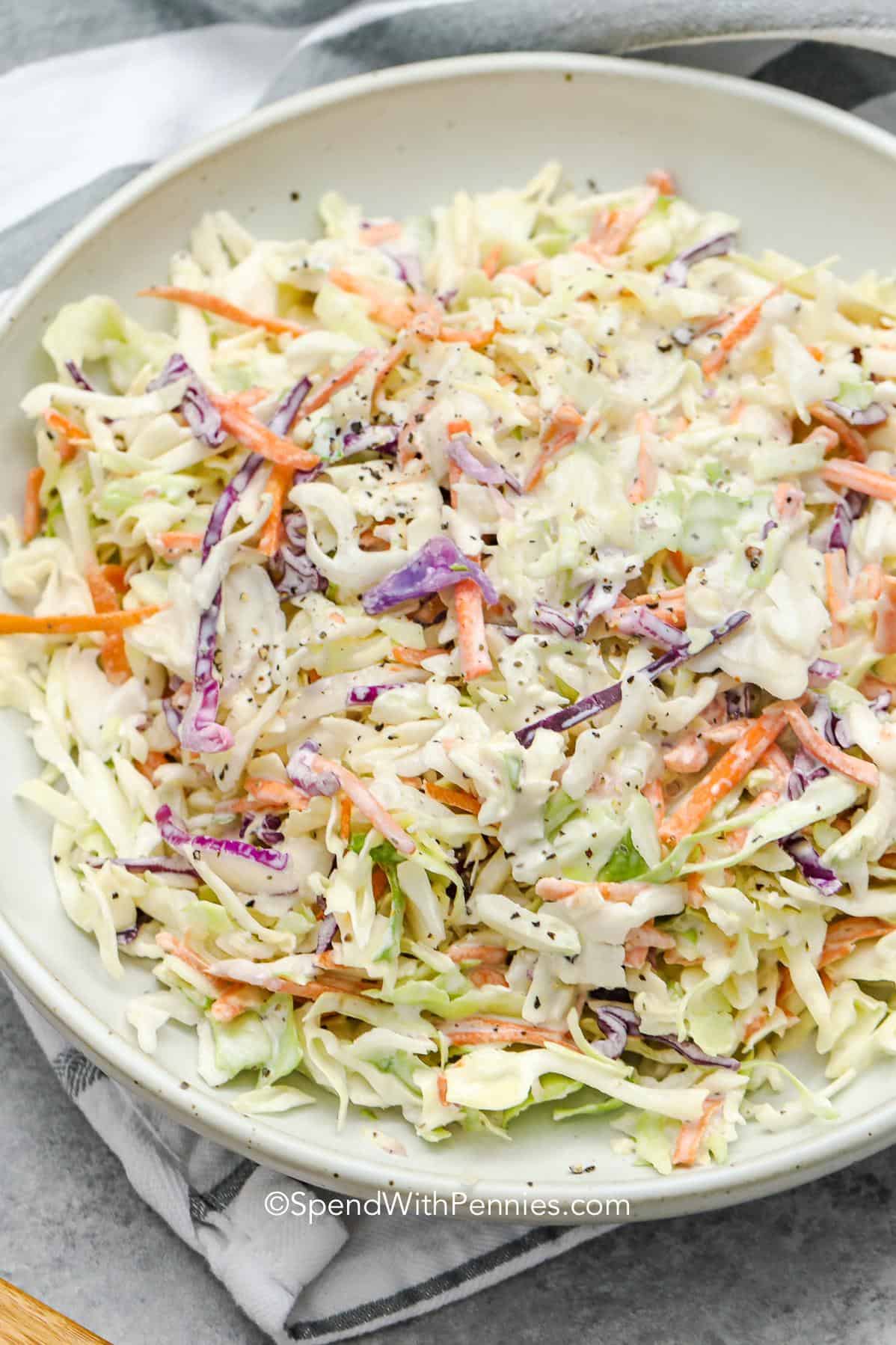  Say goodbye to boring salads with this deliciously creamy cabbage salad.