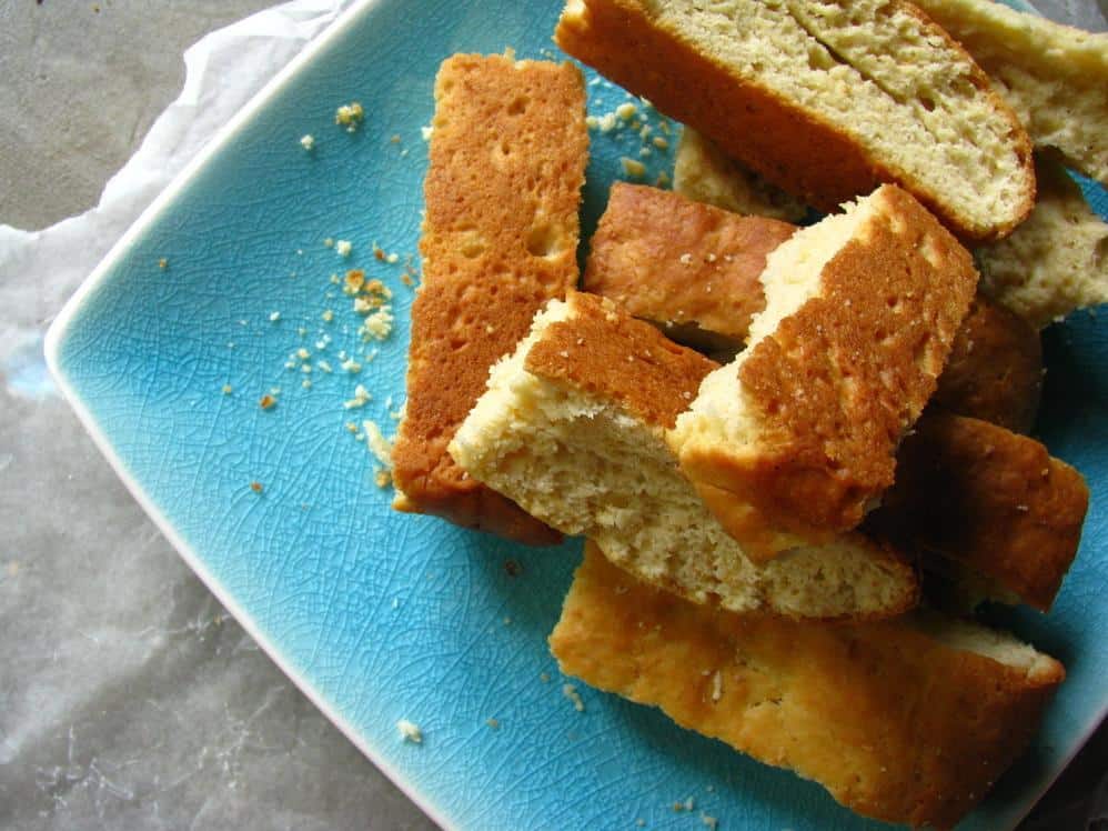  The buttermilk adds a subtle tangy flavor to the crispy rusks.