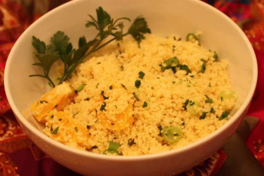  The combination of fresh vegetables and fluffy couscous is a match made in heaven.