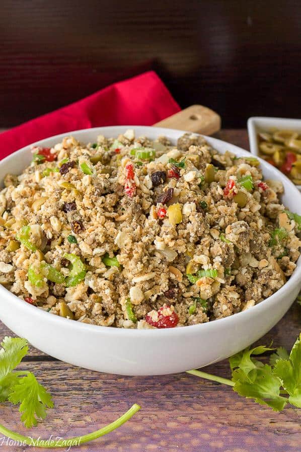  The combination of sweet, savory, and spicy flavors in this stuffing will have you coming back for seconds.
