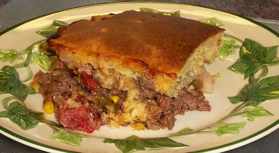 The cornbread topping adds a crunchy and flavorful twist to the traditional hamburger pie.