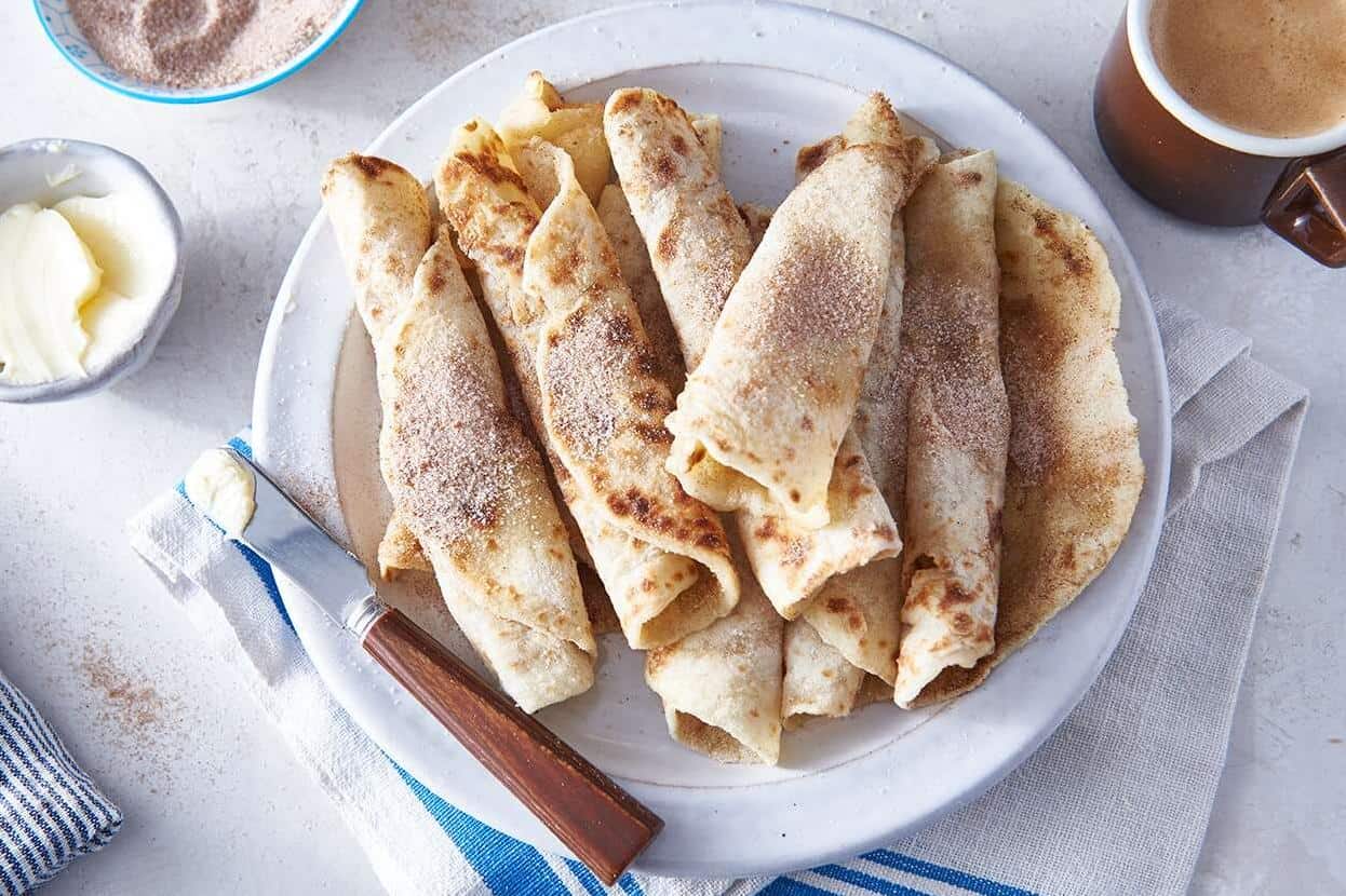  The satisfying sizzle as the lefse hits the hot griddle