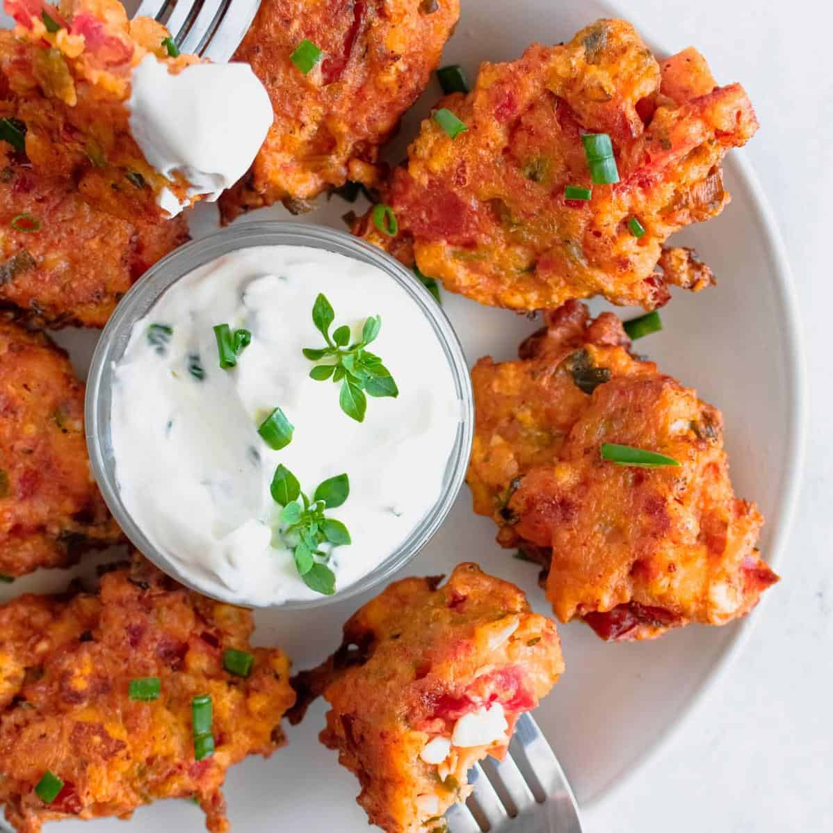  These fritters are crispy on the outside and bursting with juicy tomato flavor on the inside.