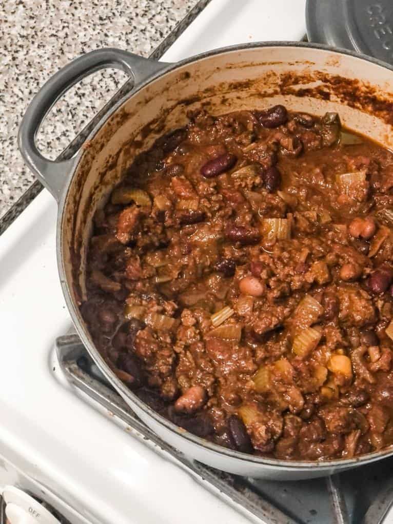  This chili is a great way to use up leftover veggies and meat.