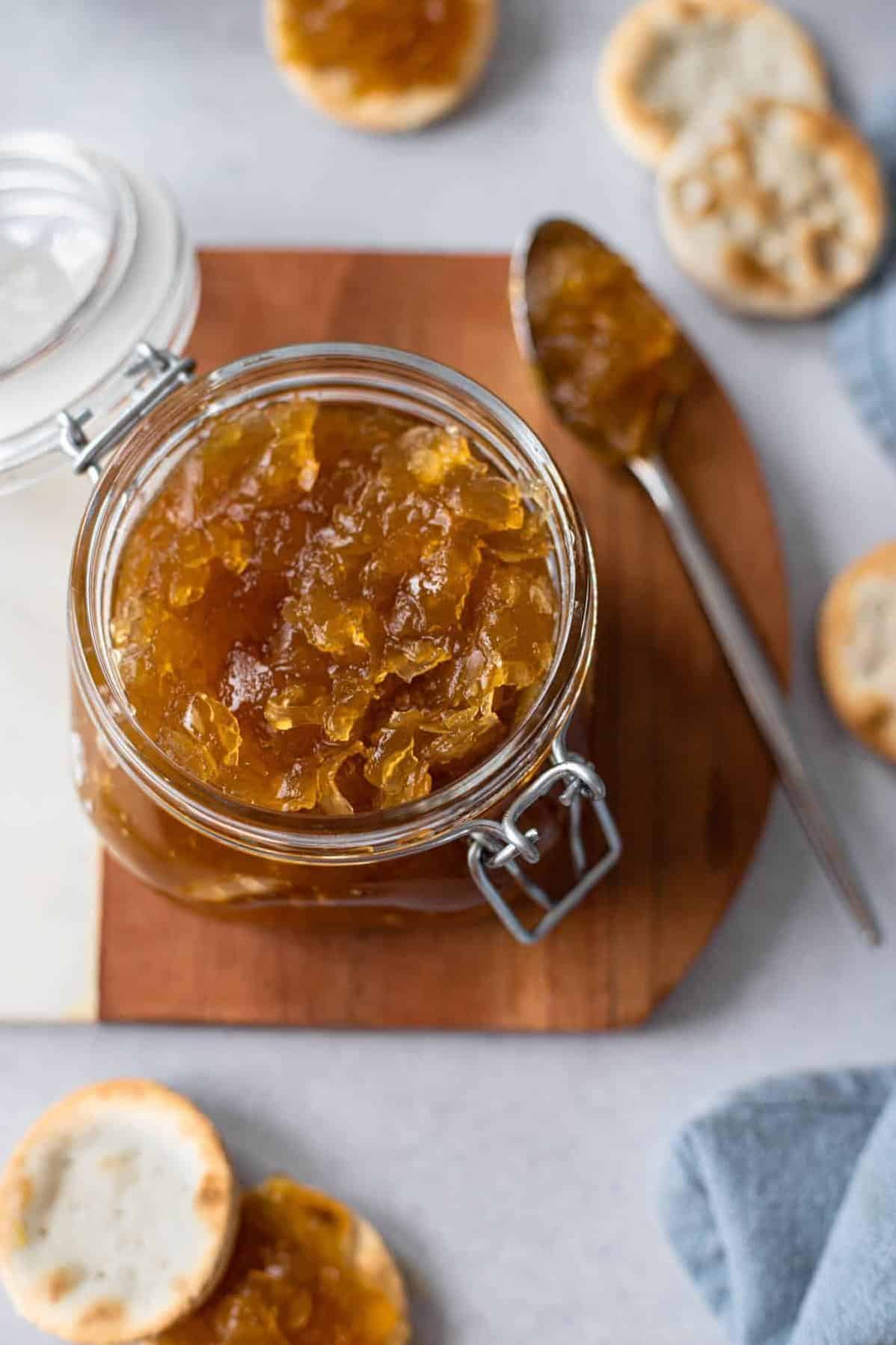  This jam is a perfect topping for toast, bagels, or English muffins.