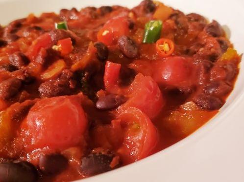  This spicy black bean tomato sauce is perfect for pasta, rice, or even as a dip!