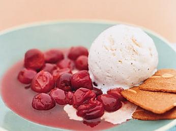 Warm Skillet Sour Cherries With Vanilla Ice Cream Recipe