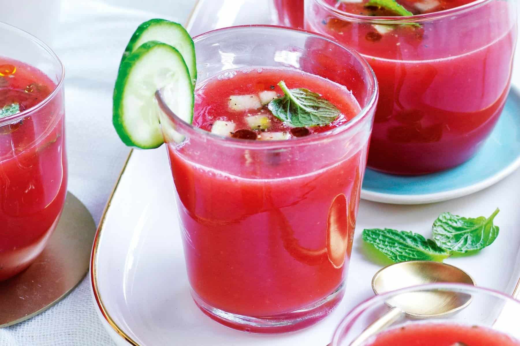 Refreshing Watermelon Gazpacho Shooters for Hot Summer Days